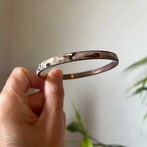 Vintage Western Bangle Bracelet Brown Cream Cowgirl Iridescent Earthy Boho Metal